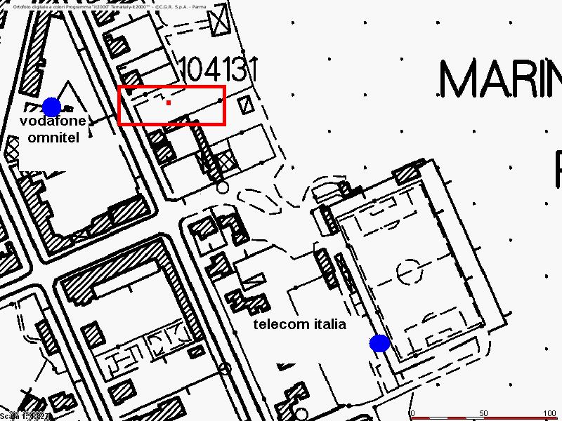 Antenne per telefonia mobile Le antenne di telefonia mobile più vicine l area, approssimativamente individuata dal riquadro rosso, risultano: - Vodafon - Omnitel Marina di Pisa Piazza Maria