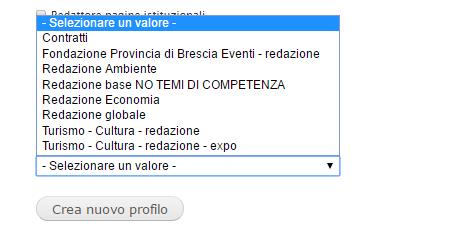 Figura: Schermata di creazione dell utente - Ruoli utente Il Capo Redattore dovrà associare all utente una redazione.