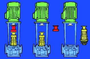 MANUTENZIONE La particolare esecuzione con l accoppiamento al motore mediante giunto elastico permette lo smontaggio dell intero rotore pompa per la manutenzione o l ispezione