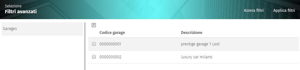 Inoltre, quando clicca su, le disponibilità visualizzate sono quelle dei garage consueti; con la selezione Seleziona garage aggiuntivo si collega ai veicoli disponibili sui garage di secondo livello,