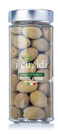 Ingredients: Termite di Bitetto olives, water, salt. Ideali come snack o per gli aperitivi, si utilizzano anche negli antipasti di salumi e formaggi.