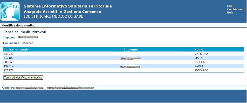 Figura 17 In quest ultimo caso la successiva selezione di una singola riga consentirà la visualizzazione dei dati