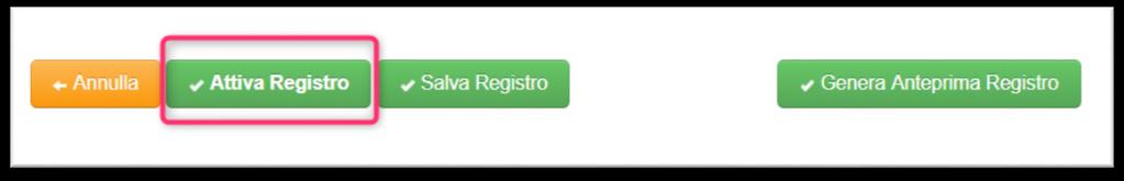 CREAZIONE REGISTRO UTF Accedere al report Registro Utf e selezionare Crea Registro.