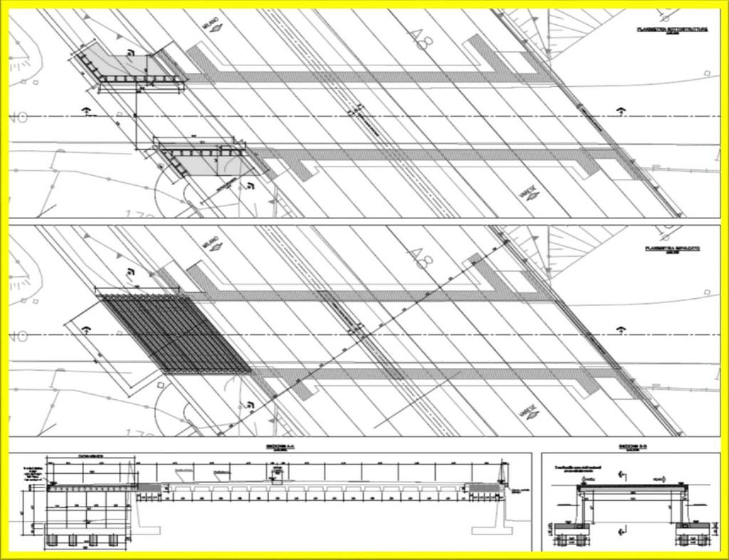 Allungamento del Sottovia di via Milano Il progetto prevede: Ampliamento delle spalle esistenti in carreggiata SUD; Realizzazione dei nuovi muri di sostegno; Riqualifica del marciapiede