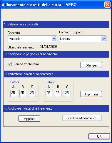 COMMAND WORKSTATION, WINDOWS EDITION 22 Viene visualizzata una finestra di dialogo con le opzioni per l allineamento dei cassetti.