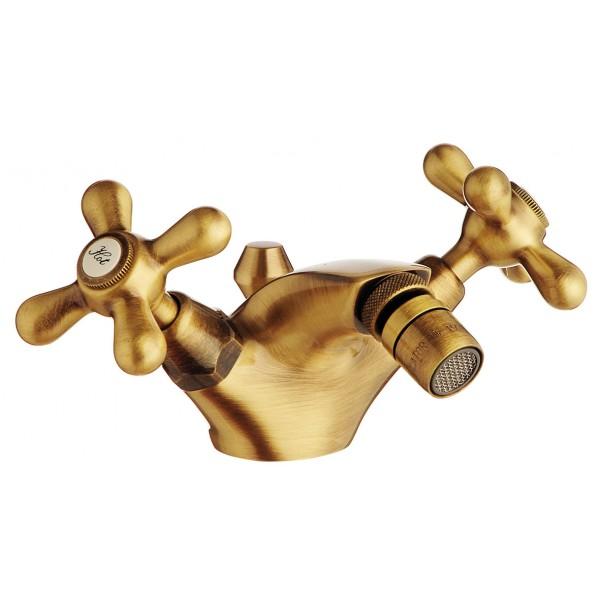 RUBINETTO MISCELATORE PER BIDET IN OTTONE STILE VINTAGE.