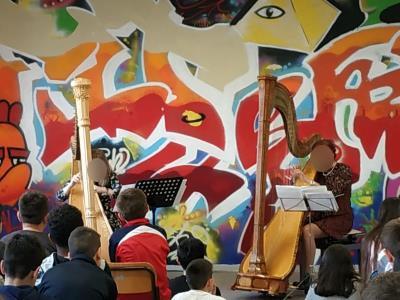 La professoressa Marino Elisabetta ha invitato una bravissima musicista che ha deliziato, insieme