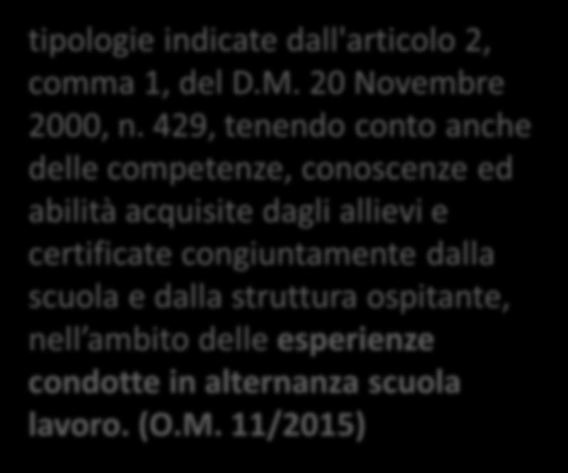 429, tenendo conto anche delle competenze, conoscenze ed abilità acquisite dagli allievi e certificate