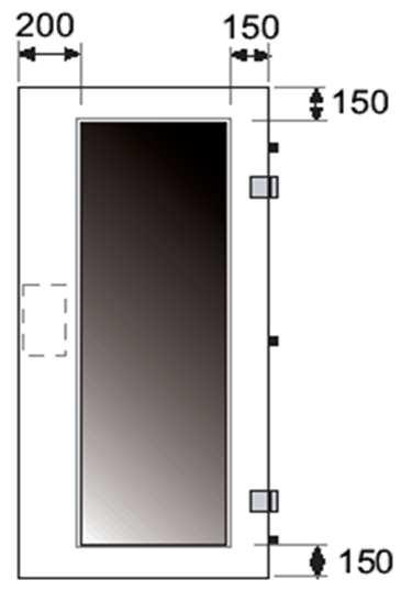 LINEA 883 - VETRATA - PER DOPPIA ANTA CONSIDERARE I SEGUENTI INCREMENTI APPLICATI ALLE VARIE TIPOLOGIE DI PORTA A DUE ANTE.