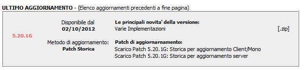Bollettino 5.20.1I3-5 1.1 Aggiornamento Patch Storica Da utilizzare per installare l aggiornamento 5.20.1G; in particolare: Se avete la versione Inferiore alla 5.20.0 Effettuare l aggiornamento applicando: Dapprima il CD ROM 5.