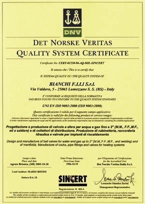 Sistema Qualità Certificato - Quality System Certificate Certificazioni di prodotto - Products approvals STATI