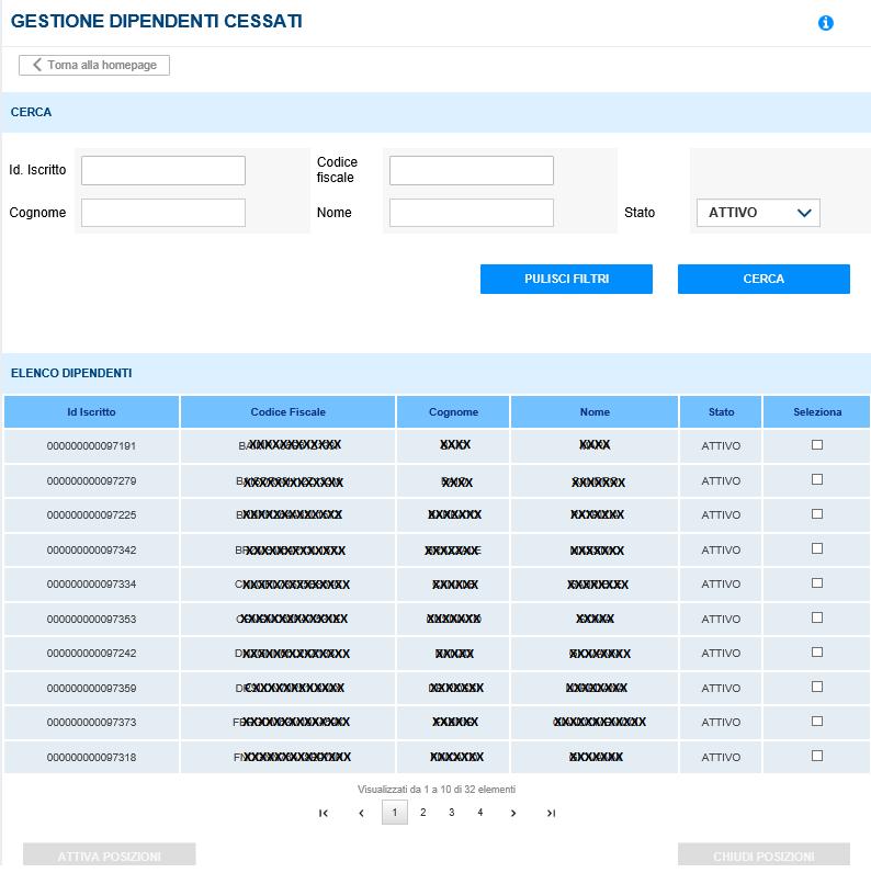 Tutti i dipendenti, che risultano avere lo stato attivo in tale mappa, vengono precaricati dal sistema nella lista di nominativi per i quali effettuare il data entry della distinta contributiva,