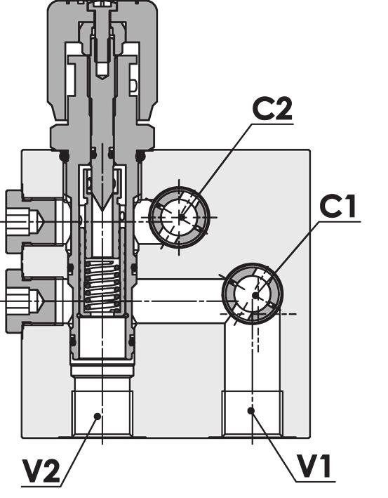 FPRF-90-DV-E6-R-1/2-* Q 484/1 SPECIFICHE TECNICHE Materiali: cartuccie in acciaio zincato, parti interne in acciaio trattato termicamente. Corpo in lega di alluminio. Portata max.