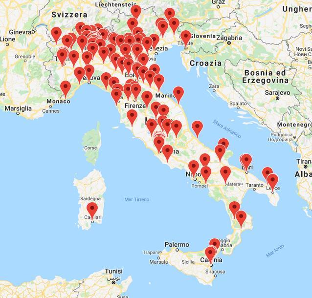 MAPPA DEI CENTRI DEL NETWORK NORD 60% CENTRO