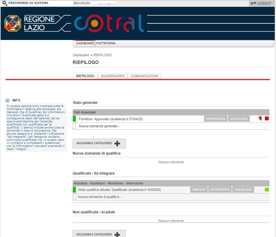 Esempio fornitore qualificato nell Albo Fornitori di Cotral SpA: Per eventuali altre informazioni è possibile inviare una @ a info.