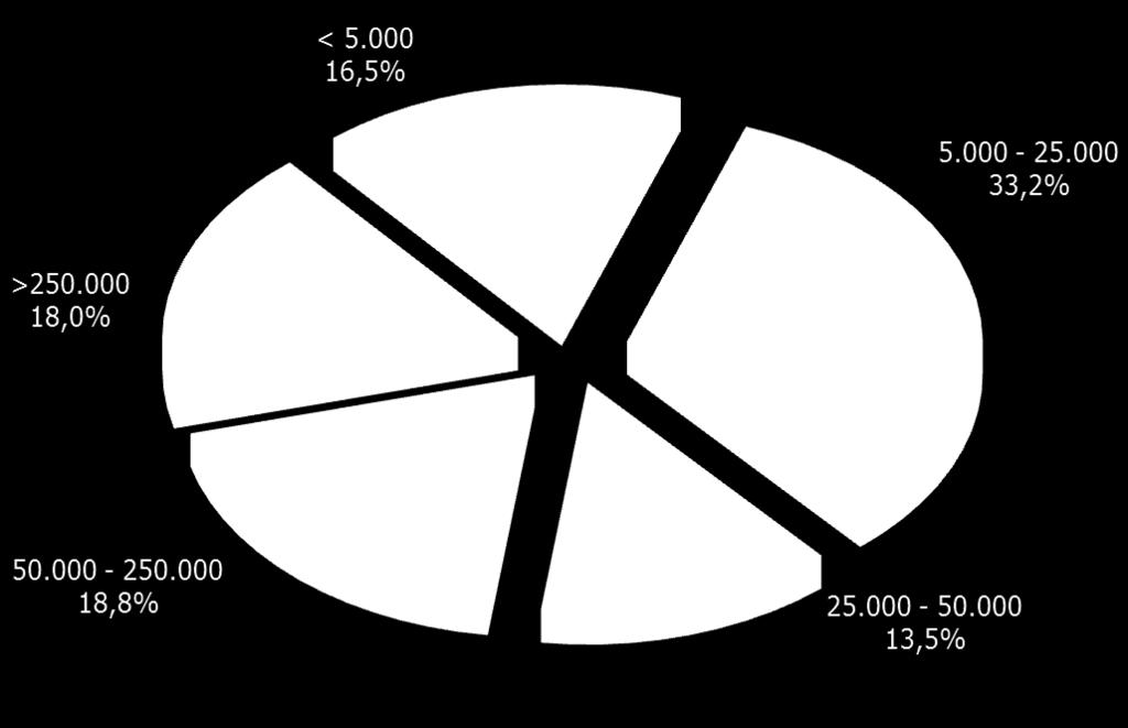 738-27,0% 33,2% 1,30% -0,50 25.000-50.000 237 60.480-24,9% 13,5% 1,37% -0,47 50.000-250.000 127 84.