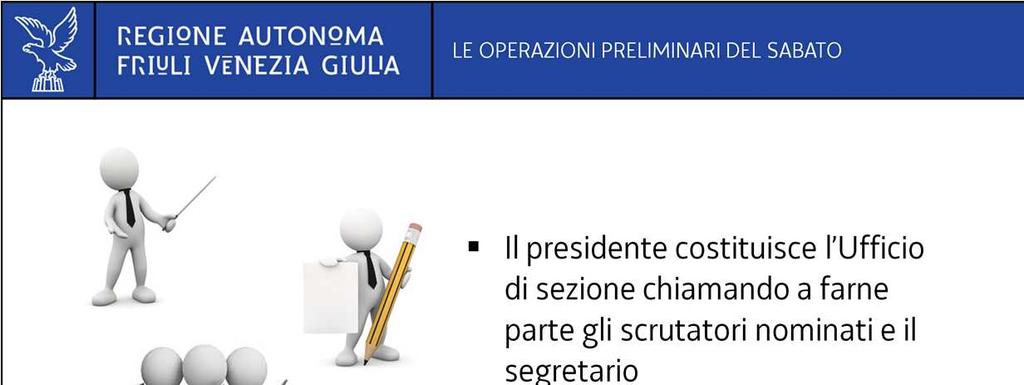 Il sabato pomeriggio il presidente costituisce l Ufficio di sezione, chiamando a farne parte gli