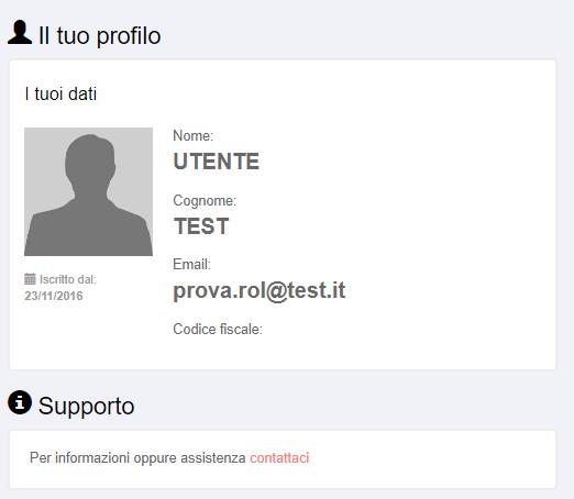 Il mio profilo Supporto Tecnico In caso di bisogno di un supporto