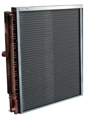 Air-refrigerant heat exchanger: finned coil.