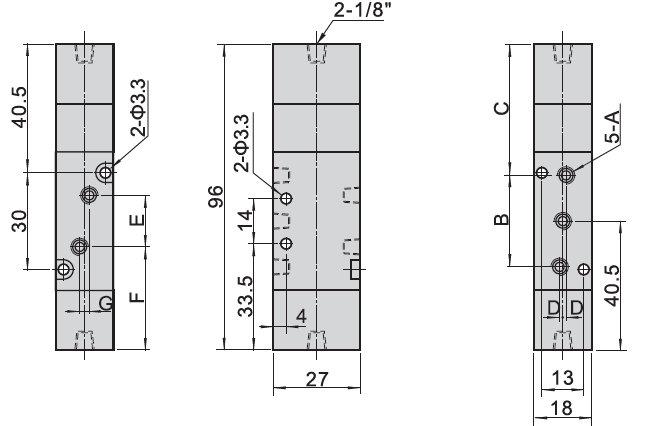 VALVOLE PNEUMATICHE 5 vie da 1/8" SERIE 4A100-06