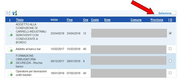 I corsi che il sistema propone sono solo quelli con data di conclusione minore o uguale alla data di fine trattamento,