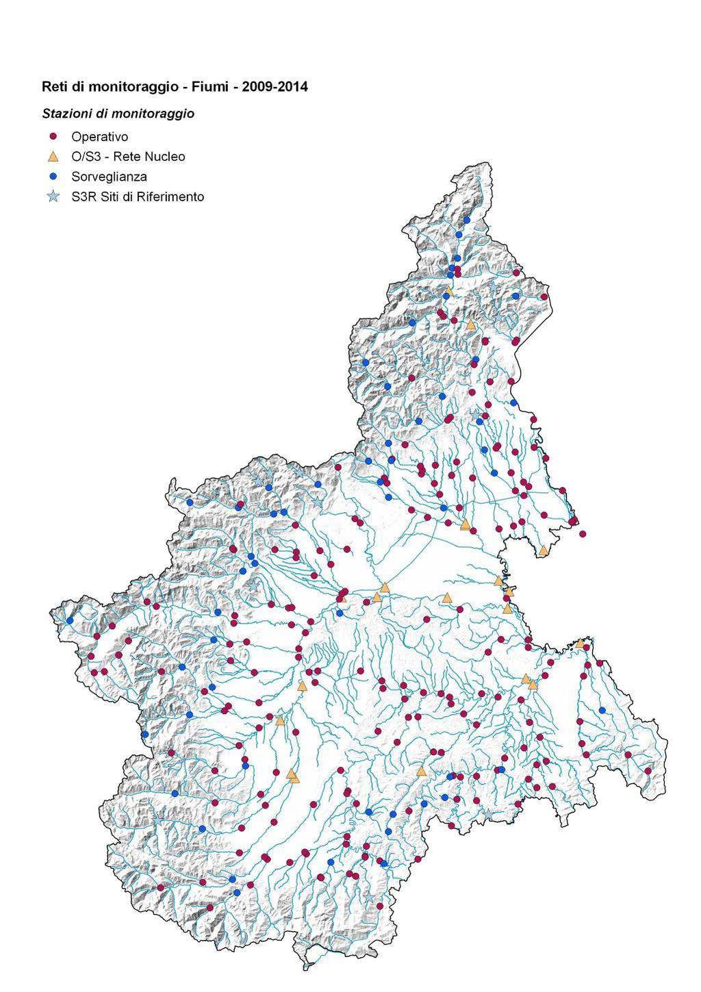 Reti di monitoraggio regionali 596 CI in Piemonte 207 rete base circa 70 CI rete aggiuntiva