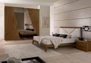 43), Frassino Agrigento fi nish Tecla mirror (L. 80 H. 80) Linea double bed (L. 173 H. 103 P. 210), Frassino Agrigento fi nish, eco nabuk 11 headboard Quadro two sliding doors wardrobe (L. 292,5 H.