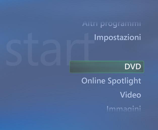 Riproduzioe di DVD I Media Ceter è possibile cotrollare la riproduzioe dei DVD co il telecomado.