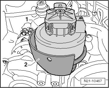 Page 4 of 8 Procedendo dal basso, svitare il regolazione -G584--1- completo di supporto -2- dal sostegno del turbocompressore (3 dadi).