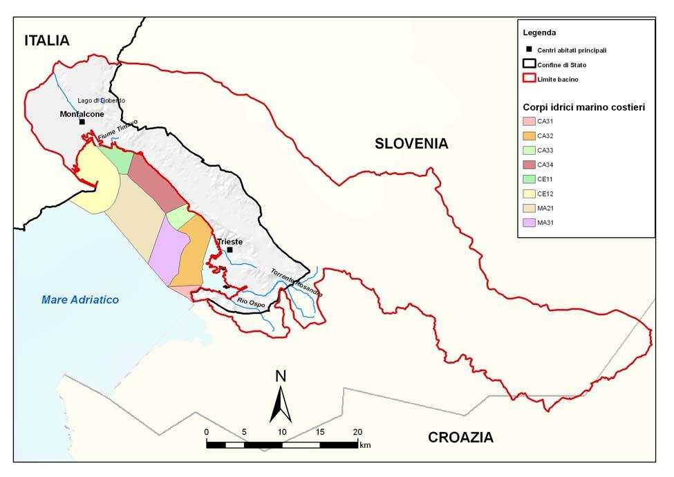 14 Bacino del Levante Acque marine oltre 3000 m Tipo Codice corpo idrico Denominazione Rilievi montuosi a media stabilità (A2) MA21 Costiera esterno Pianura alluvionale ME11 Trezzo - P.