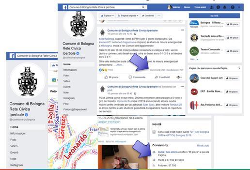 Come i Comuni usano Facebook - Account generali: le best practice Con oltre 87 mila* fan (+70pp) è l account del Comune di Bologna la pagina FB più seguita tra i Comuni emiliano-romagnoli anche nel