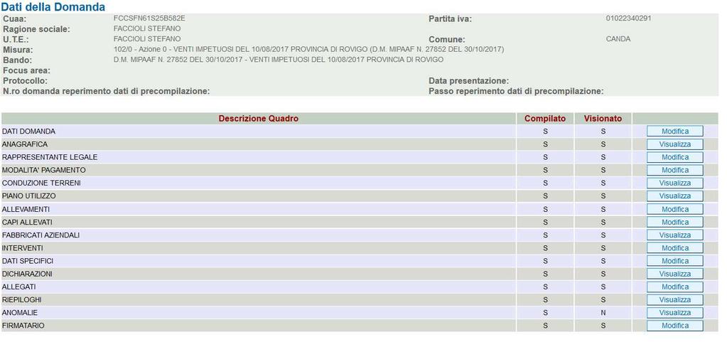 Inoltre il compilatore dovrà selezionare dal menù a tendina in corrispondenza