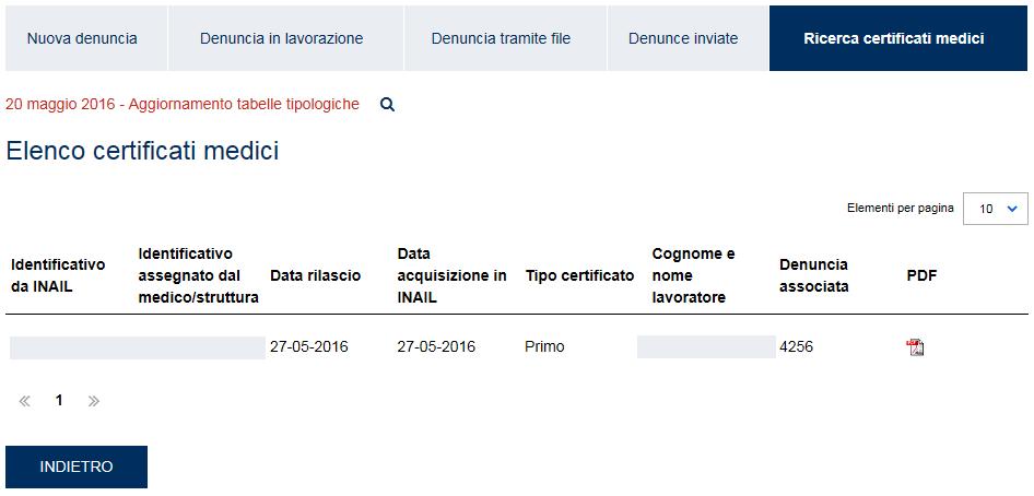 Ricerca certificati medici RICERCA SINGOLO CERTIFICATO È possibile ricercare e visualizzare un singolo certificato medico di malattia professionale pervenuto all Istituto tramite i seguenti