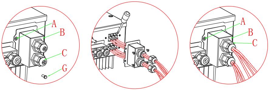 Figura 16 - Connessione del cavo di rete alla morsettiera GRID 4.