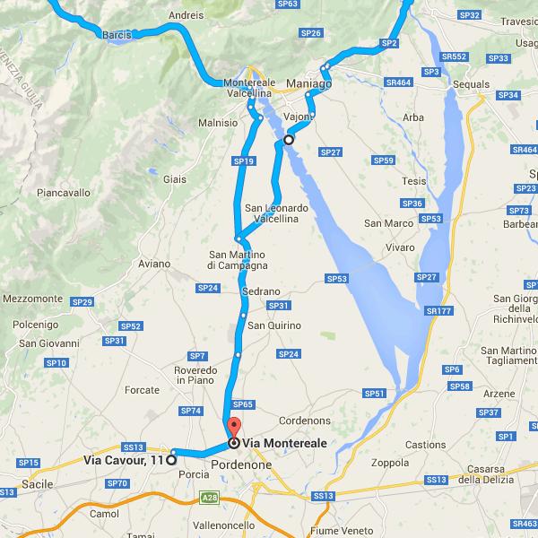60. Svolta a sinistra e imbocca Via Pordenone/SR251 (indicazioni per Portogruaro/Conegliano/Trieste/Venezia) Continua a seguire la SR251 1,2 km 61.