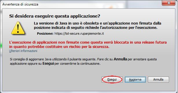 occorre superare premendo sempre il bottone [Esegui].
