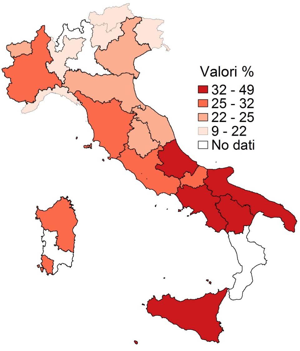 Attività fisica e sedentarietà Sedentari Pool Passi 2008 Livello di attività attivi parzialmente attivi sedentari 29% 33% 38%