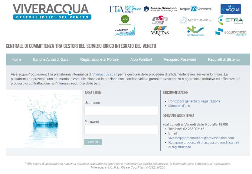 Visualizzazione dei documenti di gara Il Portale Viveracqua E-Procurement è accessibile dal link