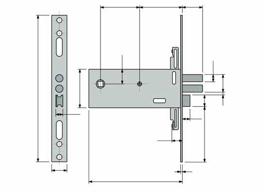 3 25 3 7,2 240,5 63 9 9 2,5 24 29 4,5 2 64 70 33 N chiusure / Nr locking point Scrocco e catenaccio Spring latch and dead bolt 565