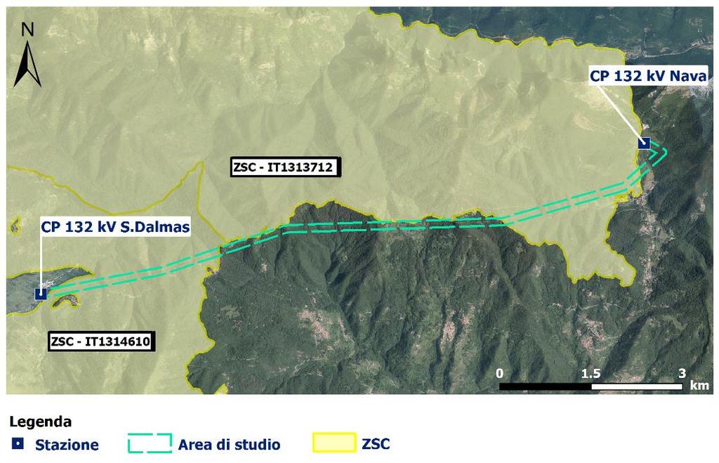 5.3 Area delle province di Cuneo e Imperia: Intervento 160-N 5.3.1 I Siti nell area di studio Nell immagine seguente vengono evidenziati i siti appartenente alla Rete Natura 2000 ricadenti nell area