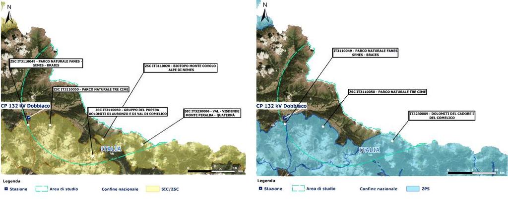 6.5 Area compresa tra le province di Belluno e Bolzano: Intervento 252-N 6.5.1 Siti Natura 2000 ricadenti nell area di studio L area di studio inerente l azione operativa di nuova infrastrutturazione