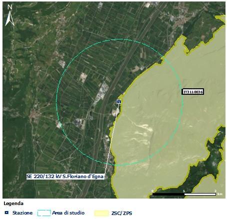 Figura 6-14 Siti Natura 2000 ricadenti nell area di studio dell azione 249-N_02 Nella tabella seguente sono riportati i dati relativi al sito Natura 2000 che ricade parzialmente nell area di studio;