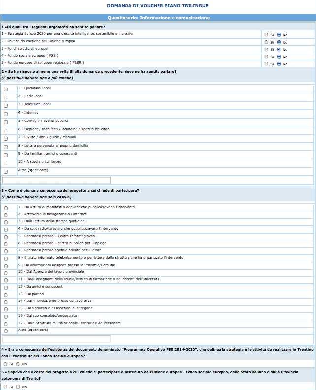 2.3. COMPILAZIONE Allegato 1 Informazione e comunicazione È richiesta