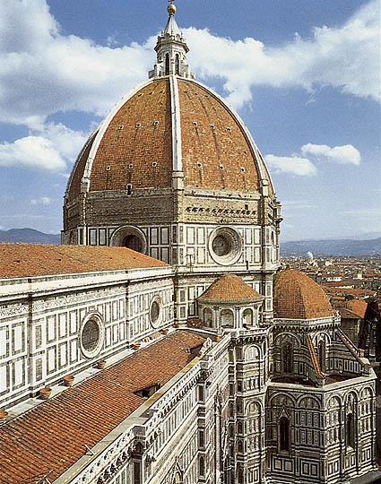 Brunelleschi, Cupola di Santa Maria del Fiore (1420-1436) AB= luce dell arco DA= CB= raggio di curvatura = 4/5 AB Il profilo scelto da Filippo è a quarto di quinto acuto.