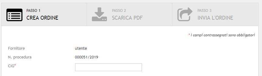 4. CREA ORDINE PASSO1 Dal Carrello è possibile procedere direttamente con la creazione dell Ordine.