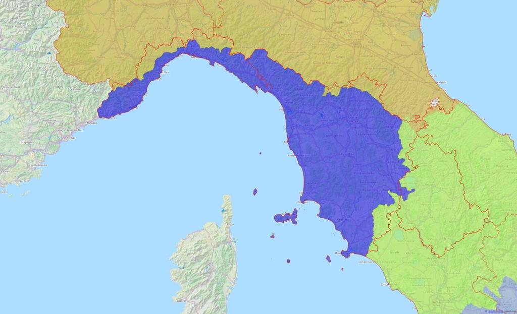 300 kmq, 3 Regioni (Liguria, Toscana, Umbria) Il 17/02/2017 è entrato in vigore il decreto del Ministro dell Ambiente n.