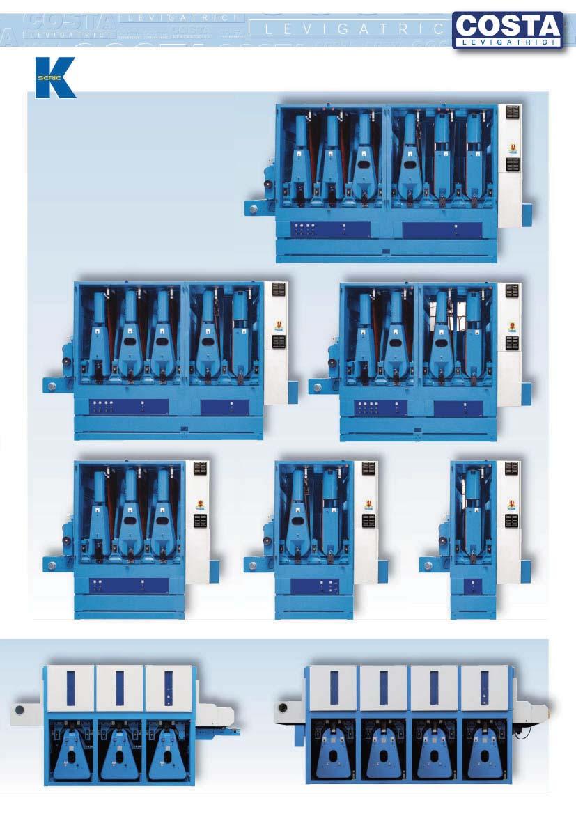 Macchina calibratice e levigatrice superiore disponibile da 1 a 6 unita' di lavoro; altezza