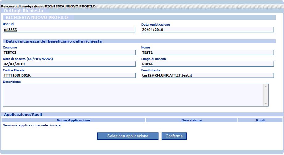 un profilo di un applicazione censita in NSIS.