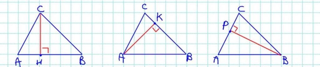 Elementi e punti notevoli dei triangoli L altezza di un triangolo è il segmento di perpendicolare condotto da un vertice al lato opposto ad esso o al suo