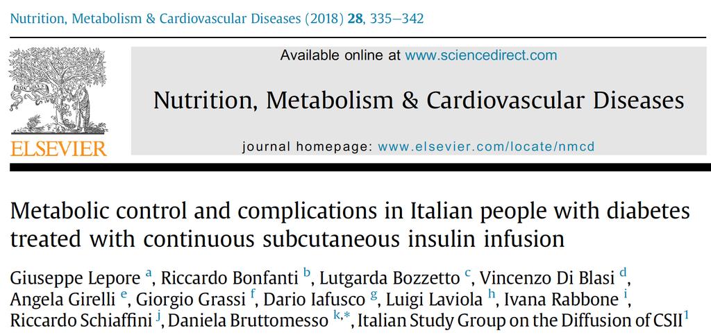 Cross-sectional study to evaluate the degree of glycaemic control and the frequency of diabetic complications in Italian people with diabetes who were treated with continuous subcutaneous insulin